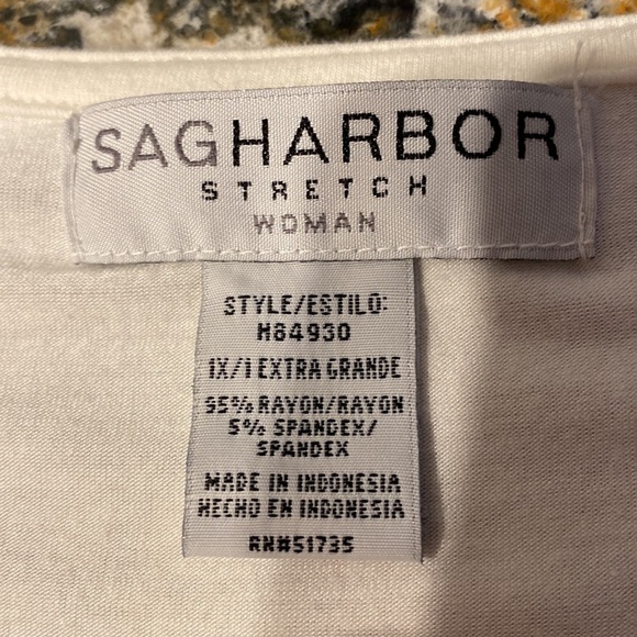 R womens Sag Harbor solid white stretch long sleeve plus size top 1X - Picture 4 of 4